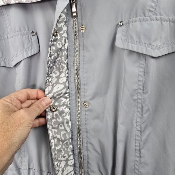 JM Collection Women’s Light Gray Safari Jacket XL Polyester Animal Print Lining - Picture 3 of 8